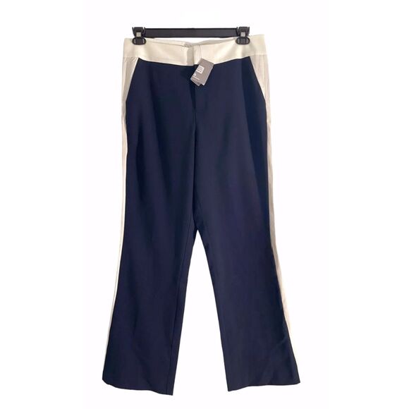 Marc New York NWT Navy Blue & White Stripe Hi-Rise Straight Dress Pants, Size 14 - Picture 2 of 6